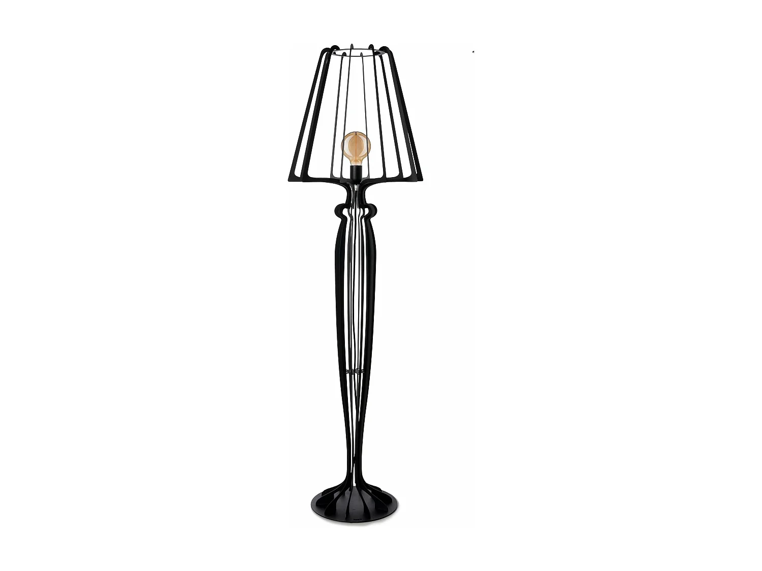 Lampa podłogowa Minerva Ø38x166 cm w stylu kratownicy żelaznej Nowoczesny design z włącznikiem nożnym Gniazdo E27 Wyprodukowano we Włoszech Czarny 4105087 - obrazek 1