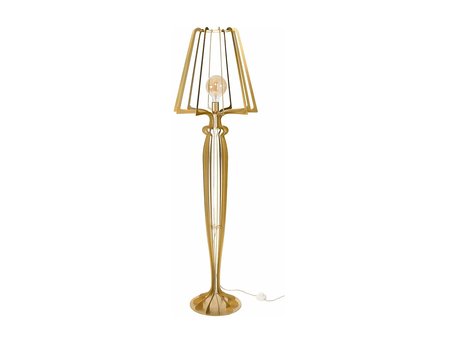 Lampa podłogowa Minerva Ø38x166 cm w stylu kratownicy żelaznej Nowoczesny design z włącznikiem nożnym Gniazdo E27 Wyprodukowano we Włoszech Złoto 4105091 - obrazek 1