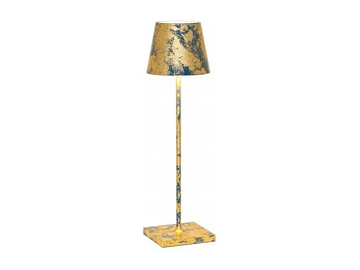 Lampa stołowa LED Poldina Pro w kolorze lotniczym niebieskim ze złotymi liśćmi, z możliwością ładowania i ściemniania, z czasem pracy baterii do 12 godzin. 3037806 - obrazek 1