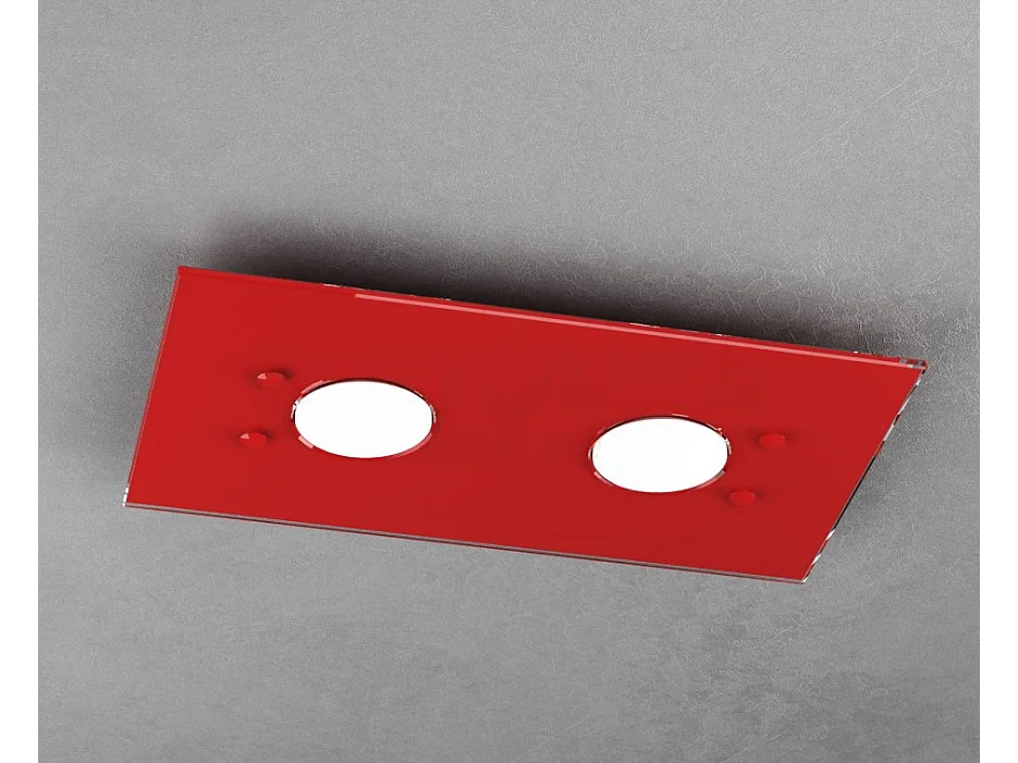 Lampa sufitowa prostokątna Toplight Path 2-punktowa z oprawką GX53, czerwona rama, nowoczesny design 40x20x3cm 4139003 - obrazek 1
