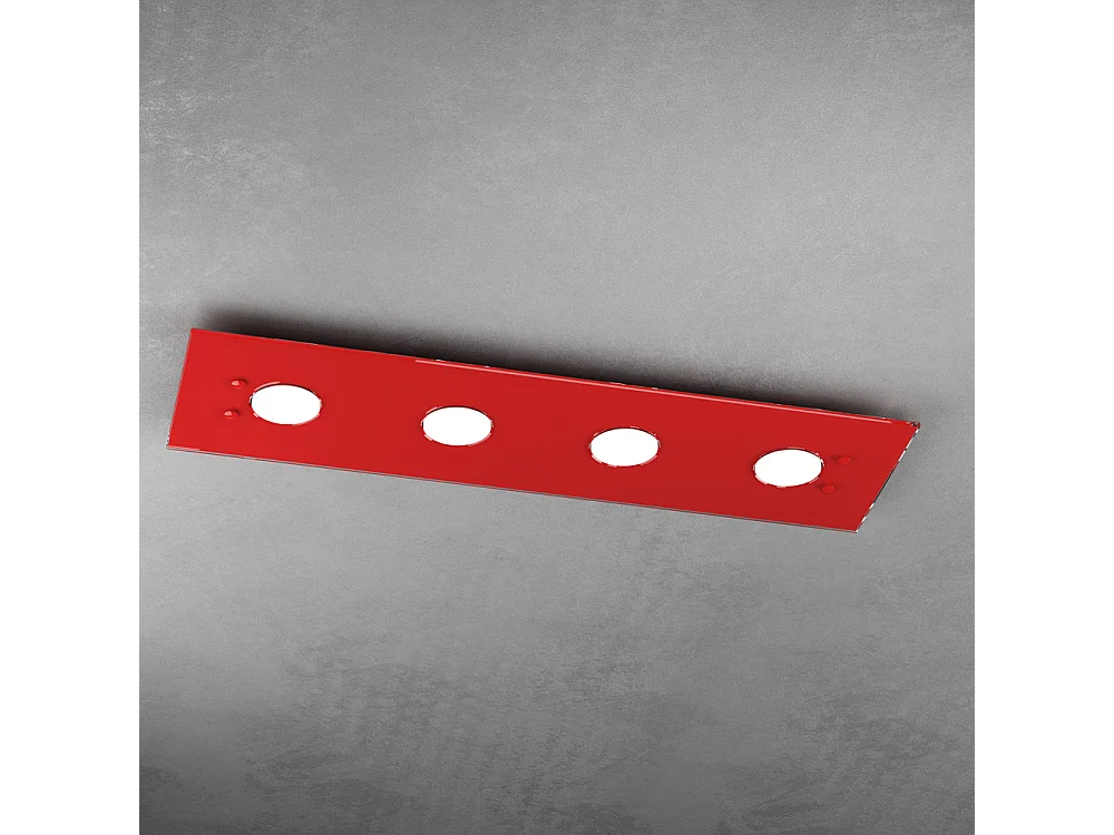 Lampa sufitowa prostokątna Toplight Path 4-punktowa z oprawką GX53, czerwona rama, nowoczesny design 80x20x3 cm 4139031 - obrazek 1