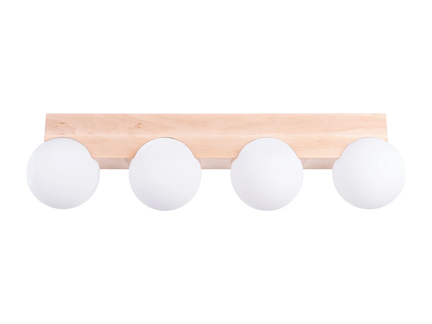Lampa sufitowa nowoczesny BULBO, drewno/szkło - 4 źródło - L.63 x H.16 cm - naturalne drewno/biały 4197468 - obrazek 1