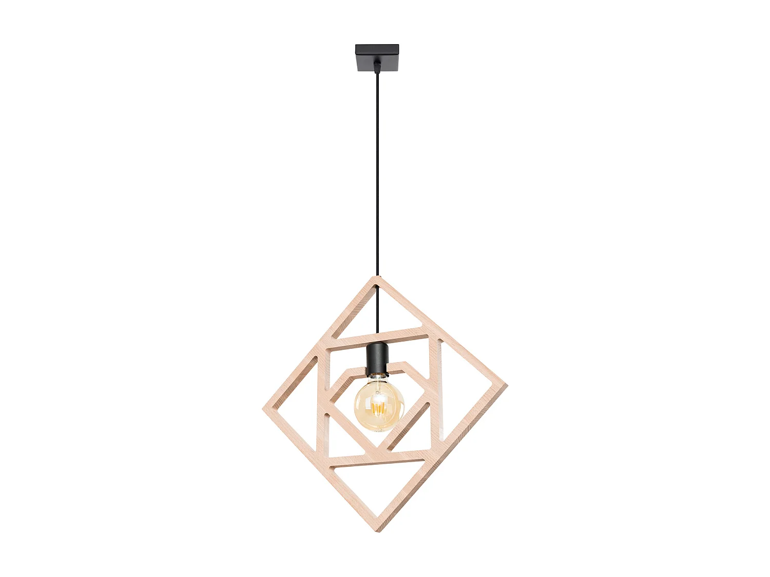 Lampa wisząca nowoczesny CARO, drewno - 1 źródło - L.50 x H.145 cm - naturalne drewno/czarny 4201905 - obrazek 1