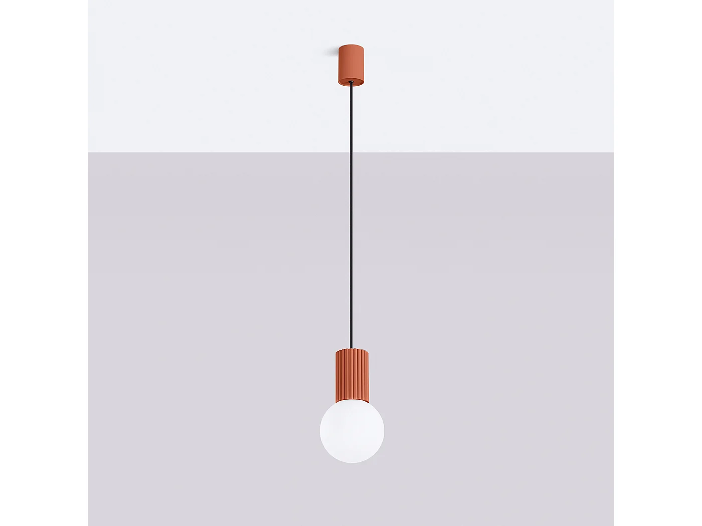 Lampa wisząca nowoczesny HALO, aluminium/szkło - 1 źródło - L.12 x H.120 cm - ochra czerwona 4201930 - obrazek 1