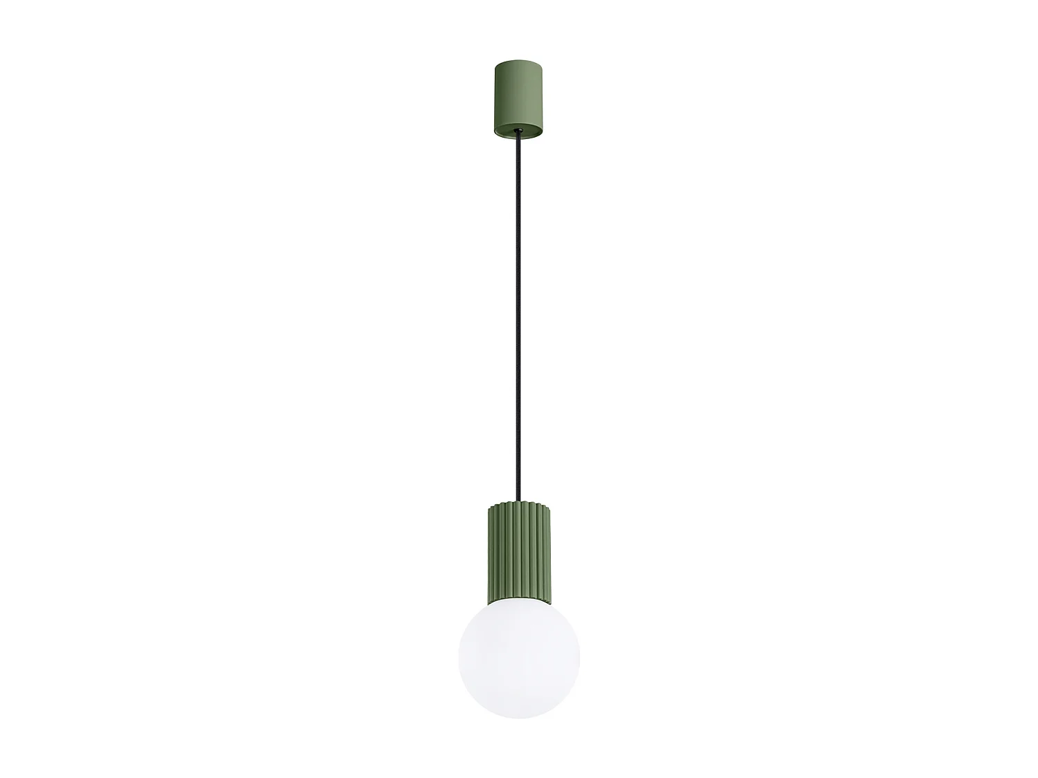 Lampa wisząca nowoczesny HALO, aluminium/szkło - 1 źródło - L.12 x H.120 cm - zielony oliwkowy 4201934 - obrazek 1