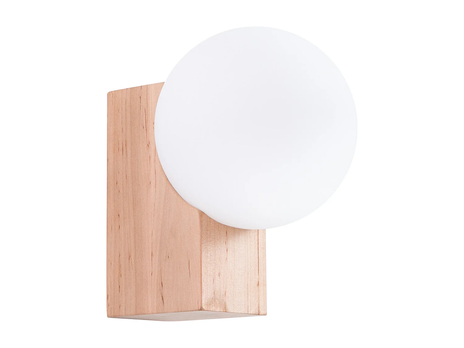 Lampa ścienna nowoczesny BULBO, drewno/szkło - 1 źródło - L.12 x H.17 cm - naturalne drewno/biały 4202039 - obrazek 1