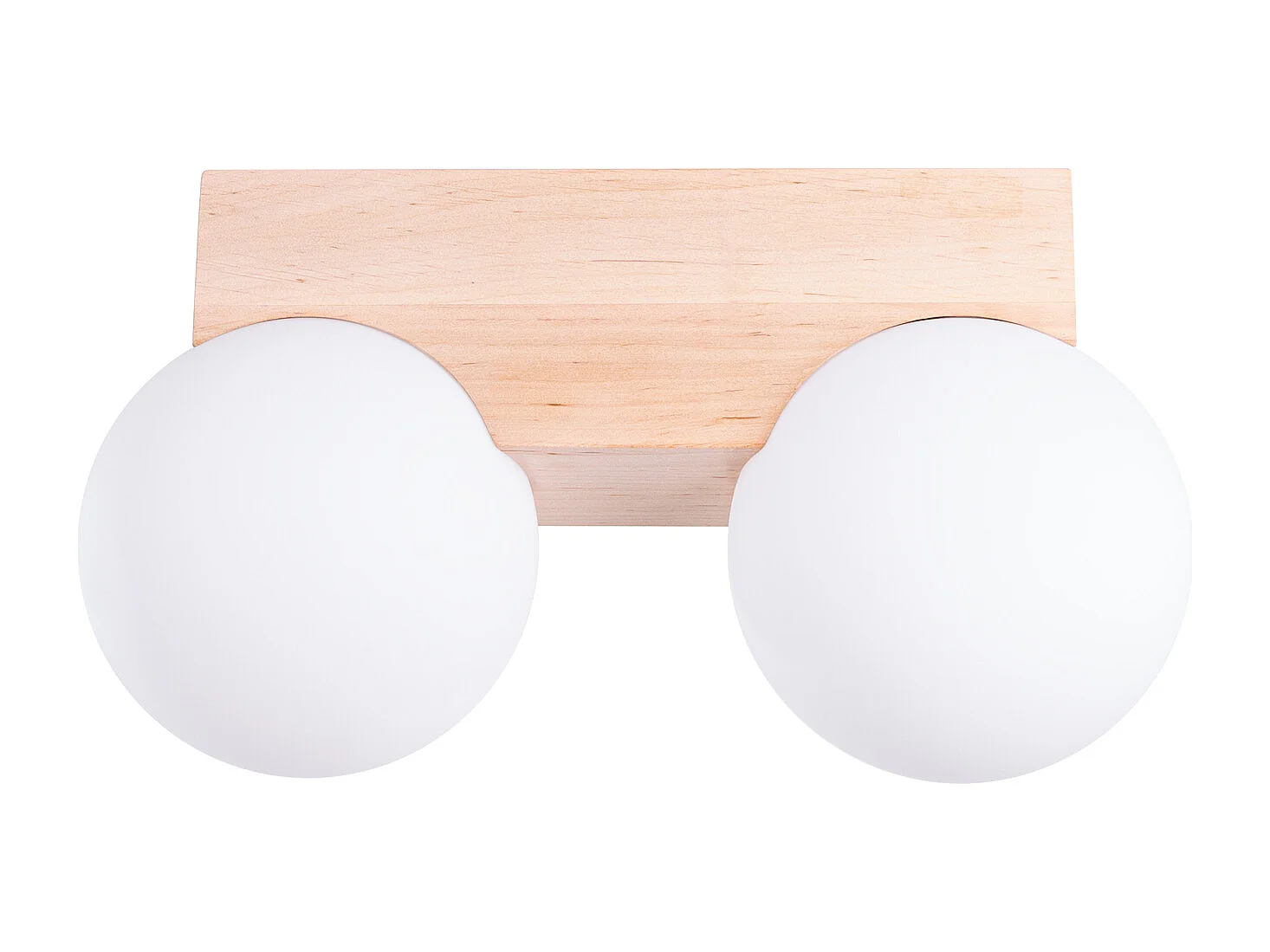 Lampa sufitowa nowoczesny BULBO, drewno/szkło - 2 źródło - L.29 x H.16 cm - naturalne drewno/biały 4202099 - obrazek 1