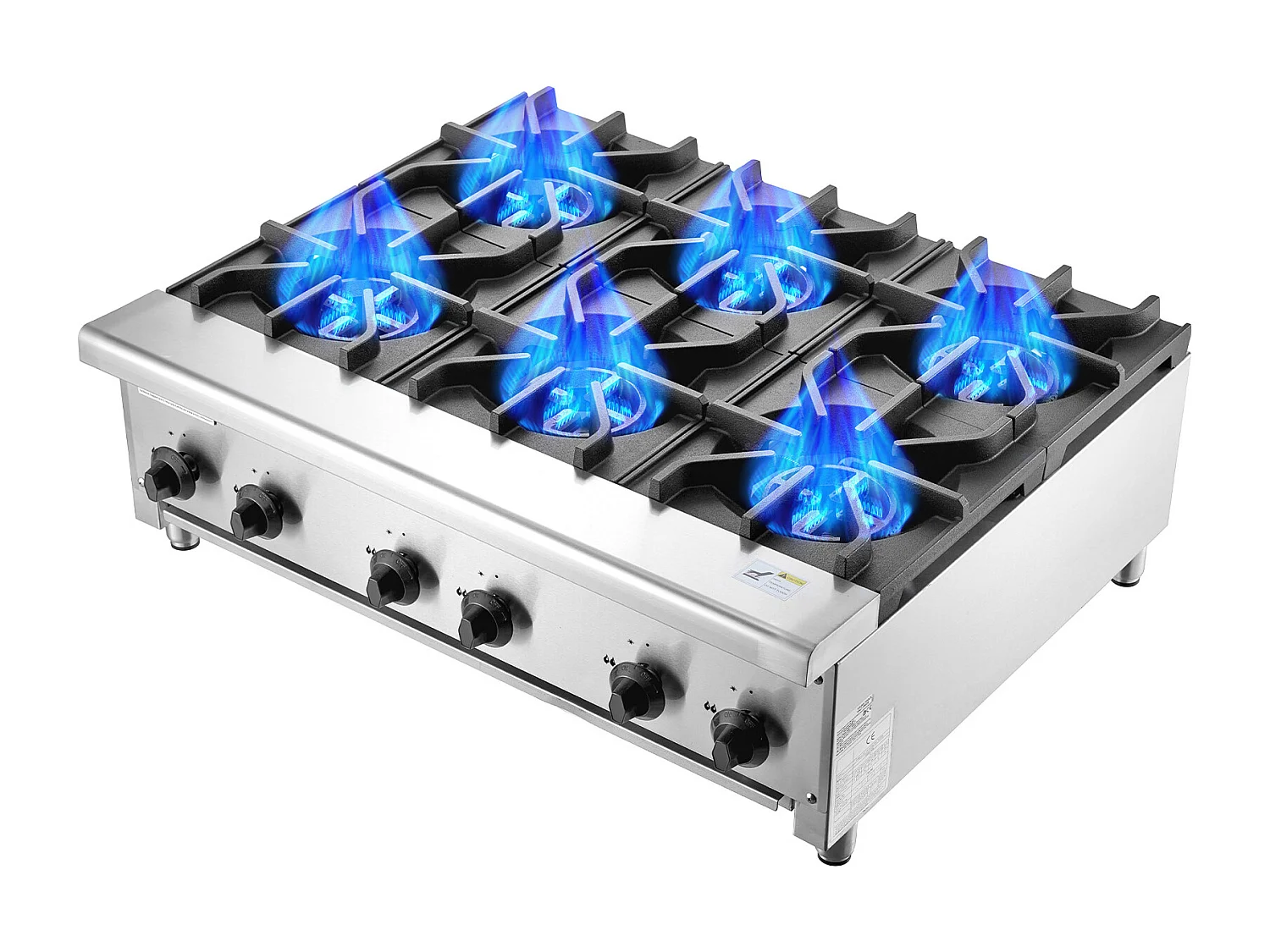 Kuchenka Gazowa Komercyjna SucceBuy z 6 Palnikami, 42 kW, Stal Nierdzewna, Nadaje się do Propanu i Gazu Ziemnego, Kuchenka Blatowa 4294144 - obrazek 1