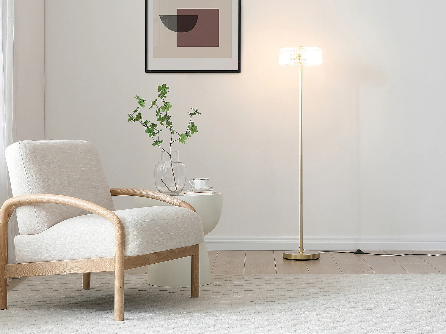 Lampa stojąca ze szkła i złoconego mosiądzu – D.30 x W.145 cm- LACAYA 3359432