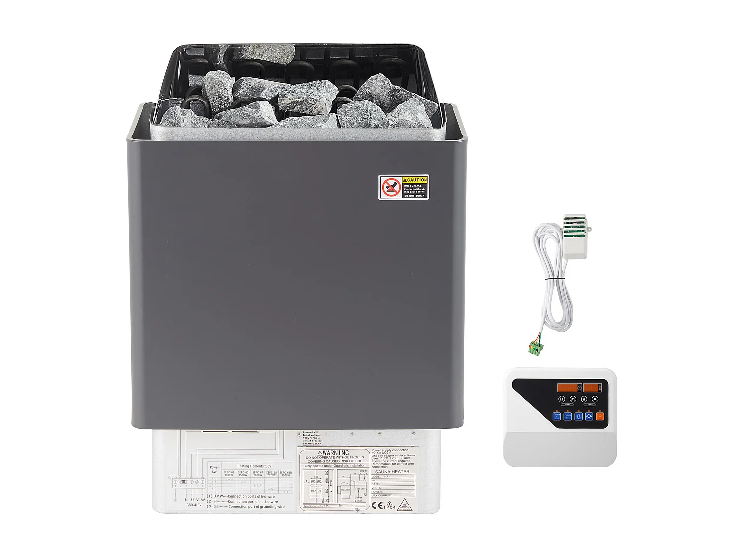 Kuchenka Elektryczna SucceBuy 9KW Elektryczny Podgrzewacz Sauny ze Stali Nierdzewnej ze Zewnﾄ冲rznym Sterowaniem 4170076