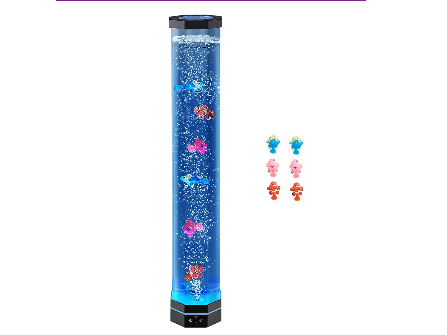 Lampa Bąbelkowa SucceBuy z 6 Pływającymi Rybkami, 80 cm, 16 Efektów Zmieniających Się Kolorów Świateł, Lampa Atmosferyczna do Sypialni, Salonu 4463757