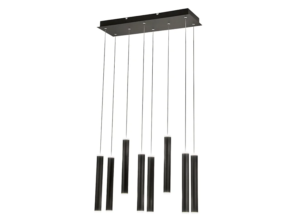 Lampa wisząca Fabas Luce Prado 8-punktowa - 52W ściemnialna LED - matowa czerń Liniowy design 4539969 - obrazek 1