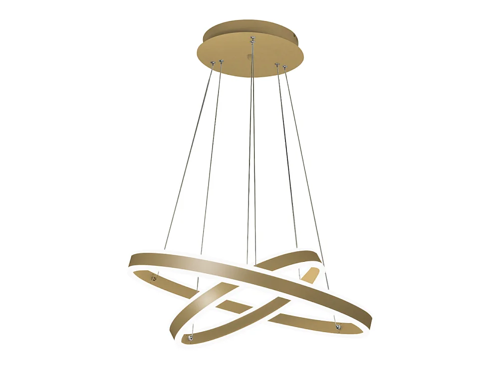 Lampa wisząca LED Palau 108 W 3000 K, ściemnialna, Ø60 i Ø40 cm, matowe złoto, dwa pierścienie z metalu i metakrylanu 4540032 - obrazek 1