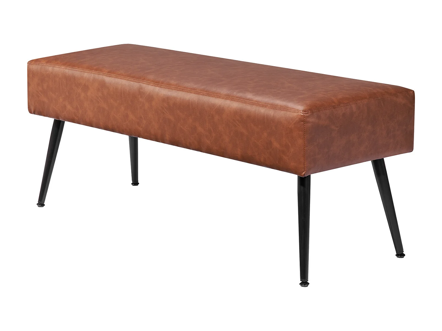 Ławka na Koniec Łóżka Succebuy Ławka ze Skóry PU 110 x 40 x 43 cm z Metalowymi Nogami, Nowoczesna Ławka do Sypialni, Przedpokoju, Salonu, Jadalni, Brązowa 4564150 - obrazek 1