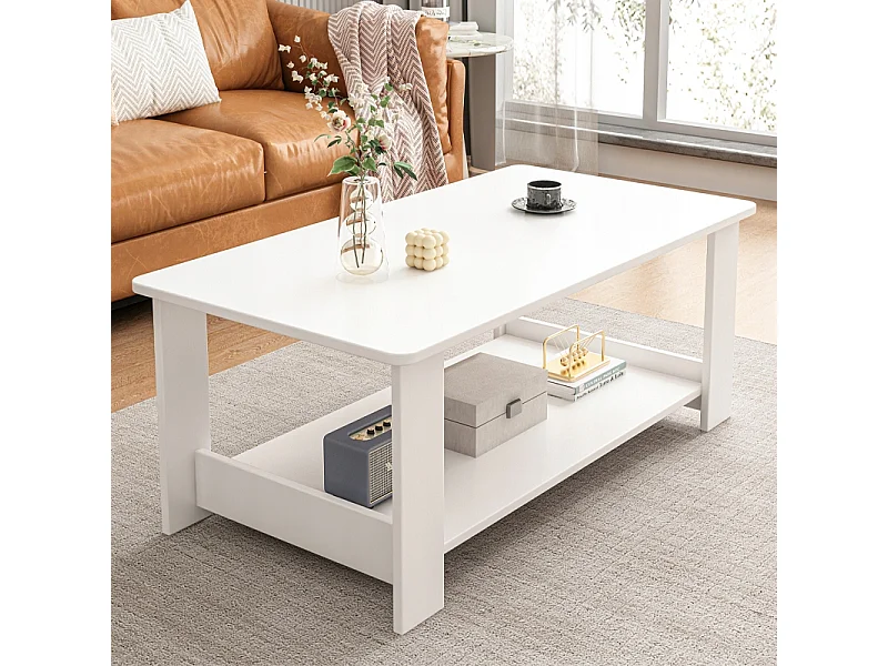 Ława stolik biały kawowy nowoczesny z półką salon pokój loft duży 100 cm 4612123