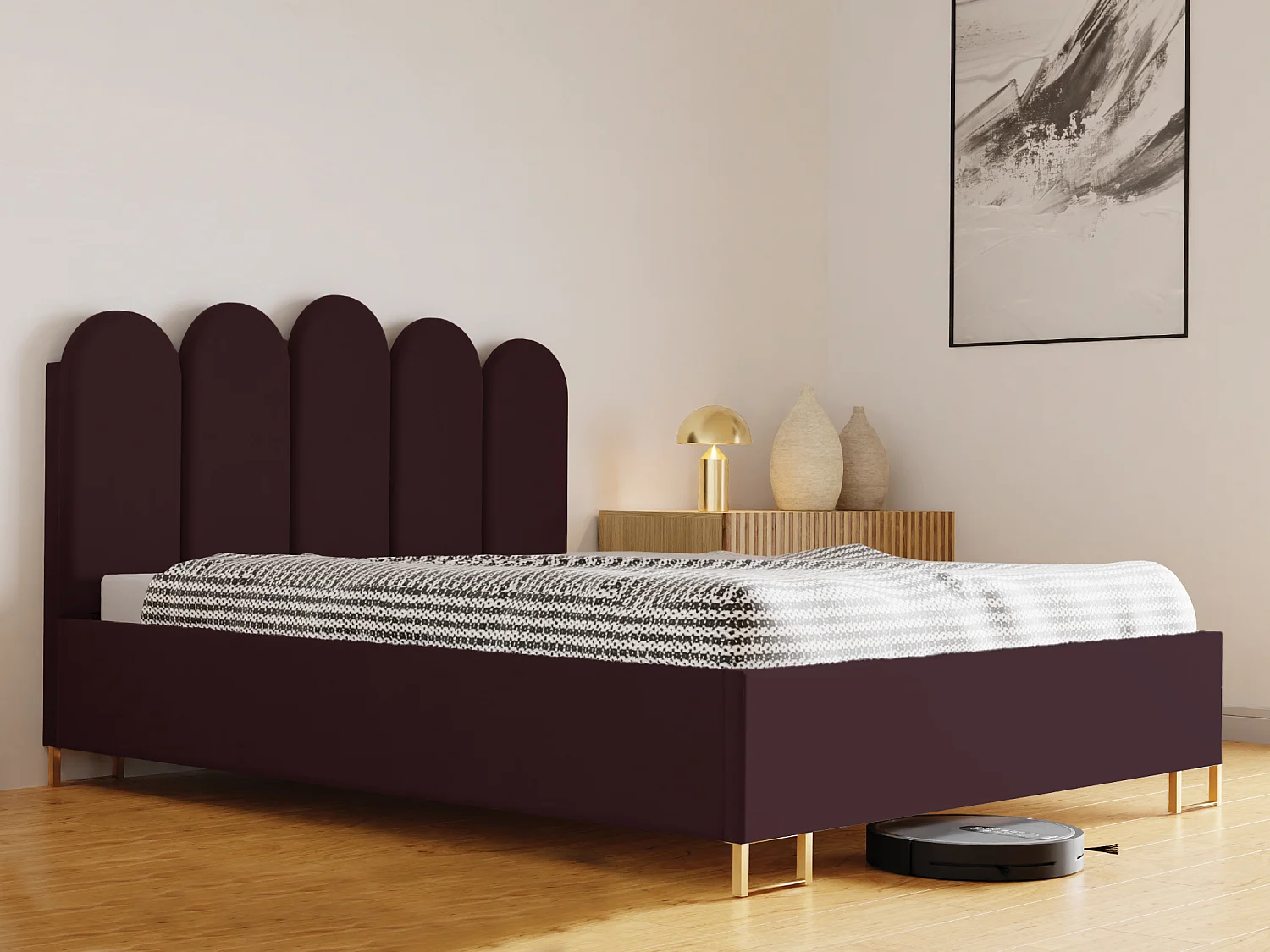 Łóżko tapicerowane MALAGA z wezgłowiem, tkanina MONOLITH, pojemnik, siłownik gazowy, wys. 39 cm, 140×200 cm, kasztanowe 4085175 - obrazek 1