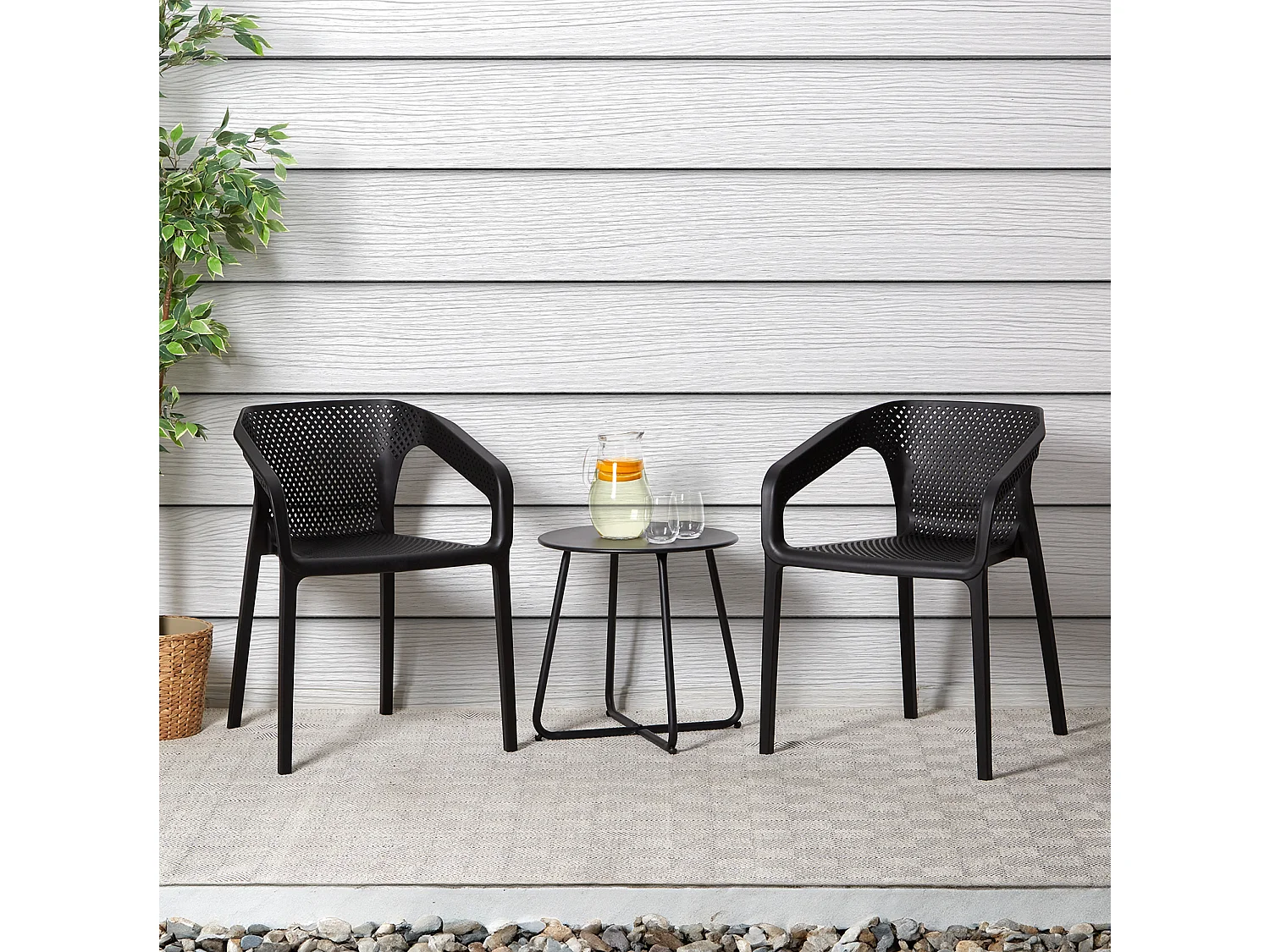 Krzesło ogrodowe 55x74,5x54 cm czarne zestaw 4 sztuk 4627229 - obrazek 1