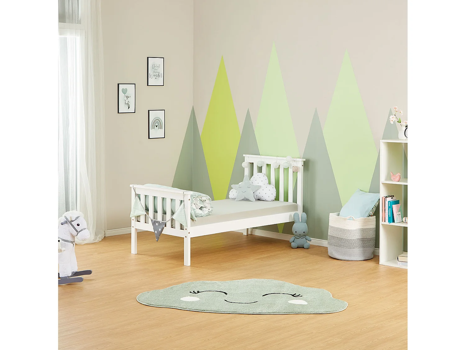 Łóżko pojedyncze 70x140 cm białe, łóżko dziecięce w stylu Shaker 4644388 - obrazek 1