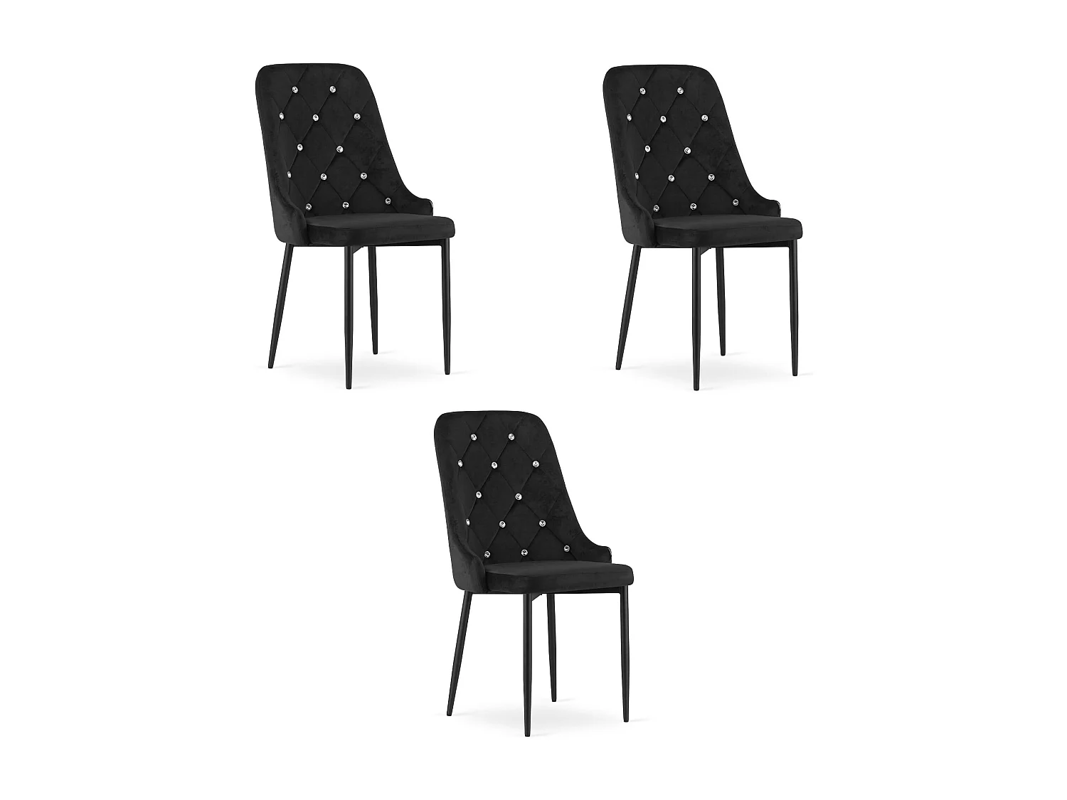 Krzesło Valora REMI Velvet czarne z metalowymi nogami x3 4700814 - obrazek 1