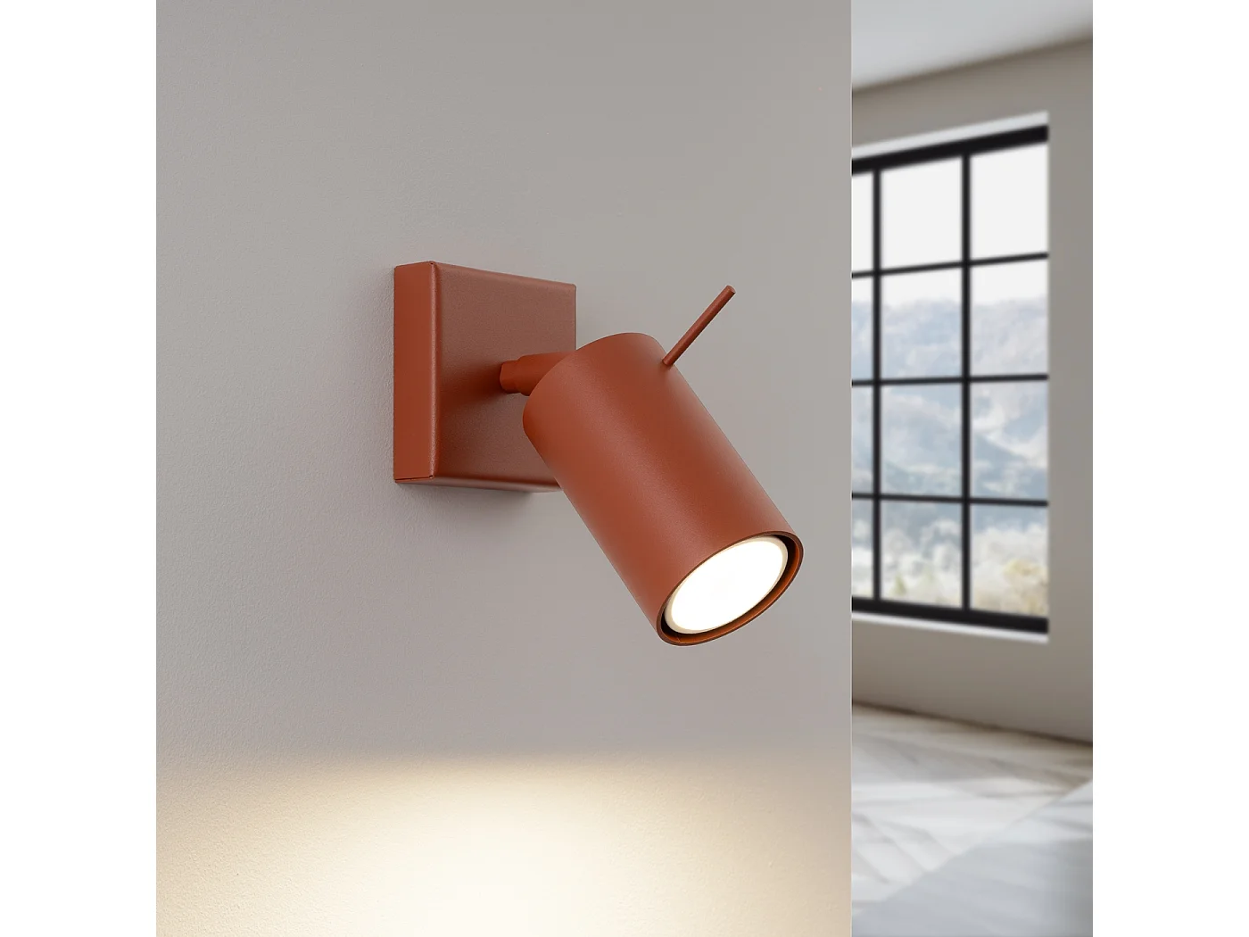 Lampa ścienna nowoczesny Briix, stal - 1 źródło światła 3000K - L.8 x H.8 cm - ochra czerwona 4751246 - obrazek 1