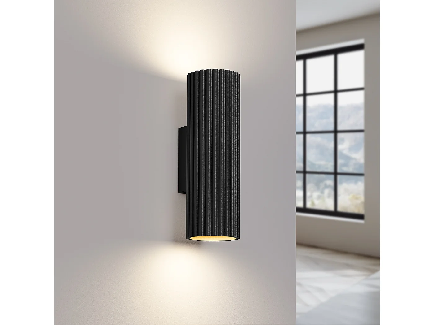 Lampa ścienna minimalistyczny Gloow, aluminium - 2 źródło światła 3000K - L.6.5 x H.20 cm - czarny 4751253 - obrazek 1