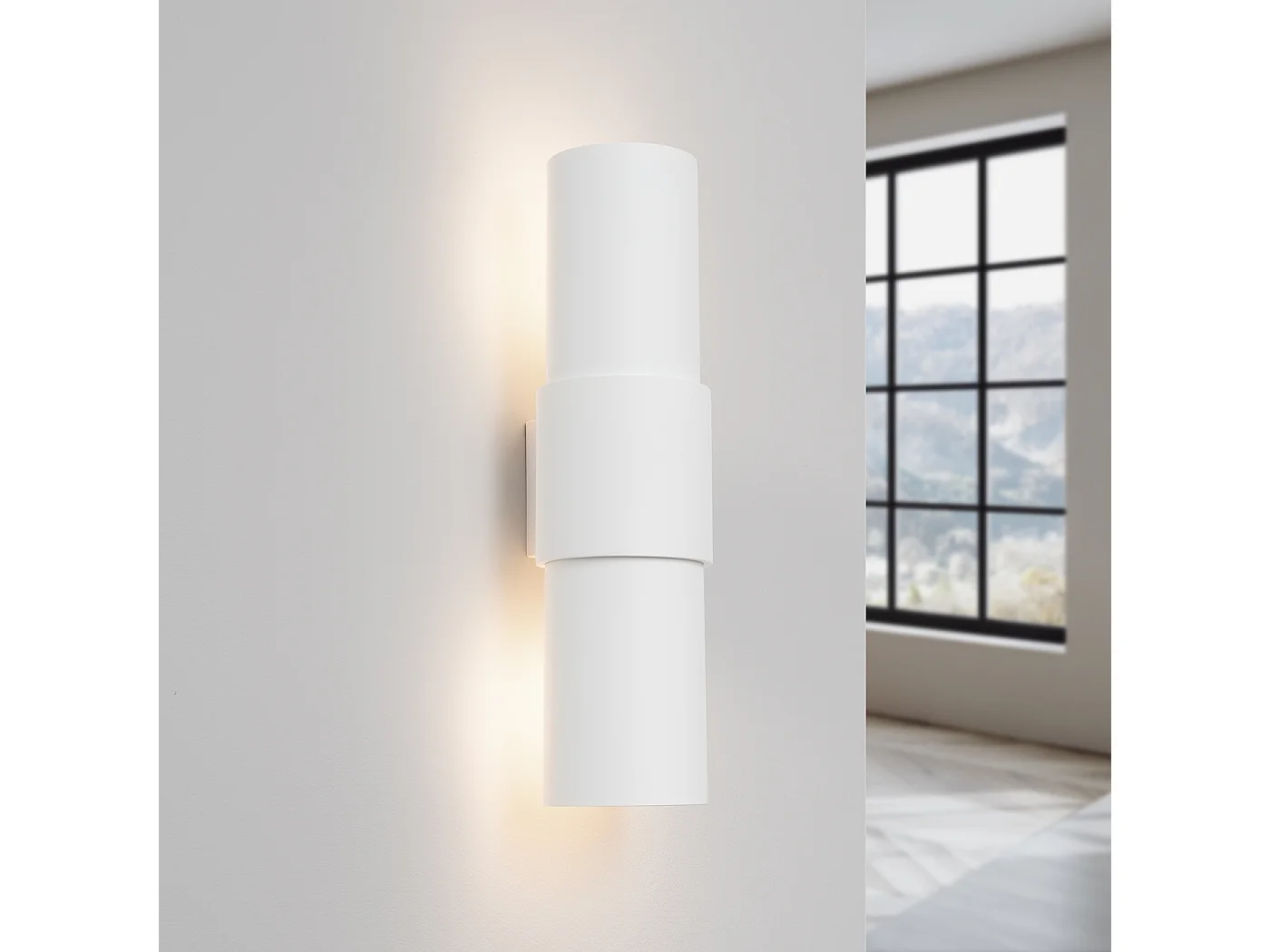 Lampa ścienna minimalistyczny Torow, stal - 2 źródło światła 3000K - L.10 x H.37 cm - biały 4751257 - obrazek 1