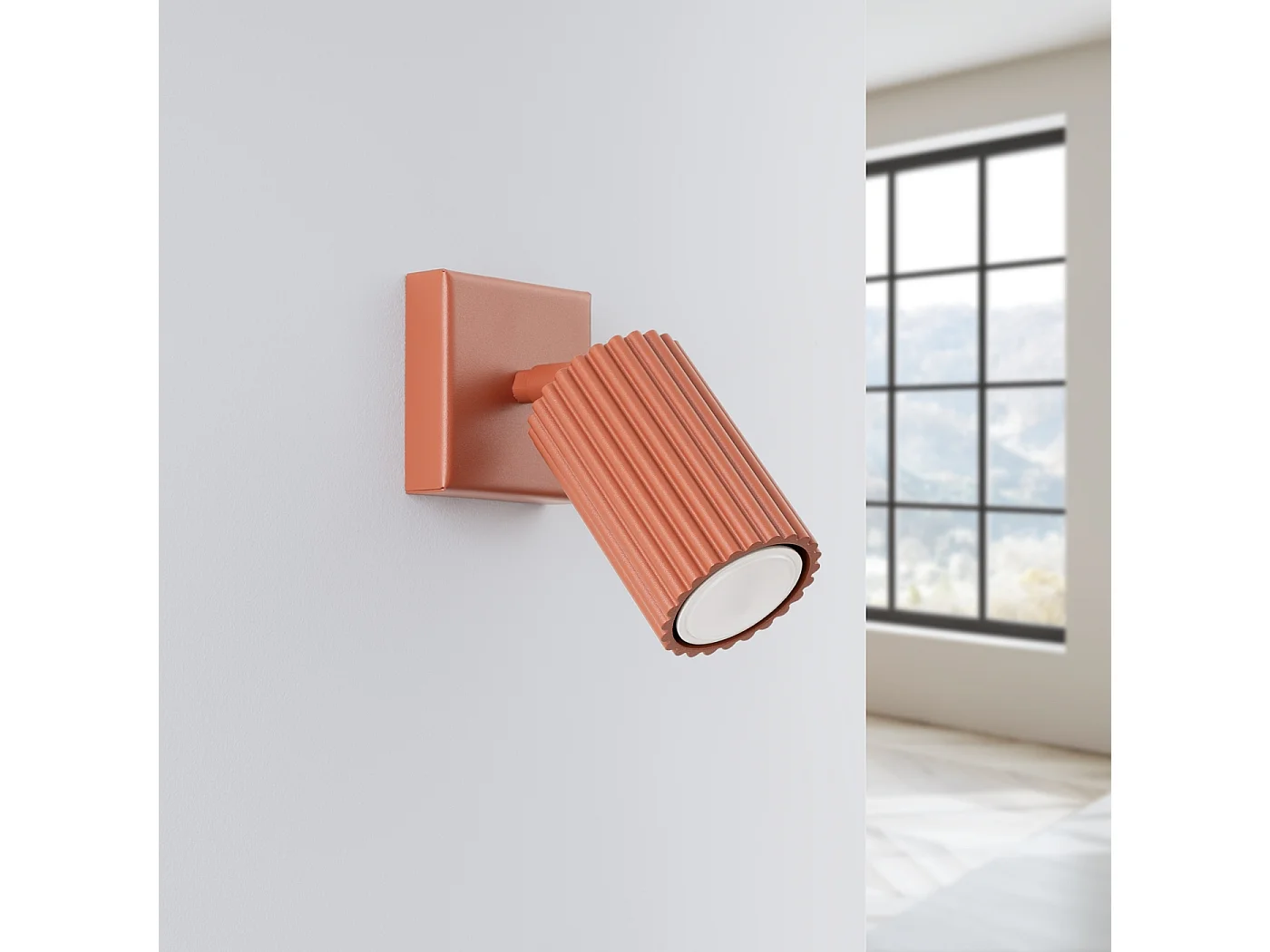Lampa ścienna minimalistyczny Gloow, aluminium - 1 źródło światła 4000K - L.8 x H.8 cm - ochra czerwona 4751307 - obrazek 1