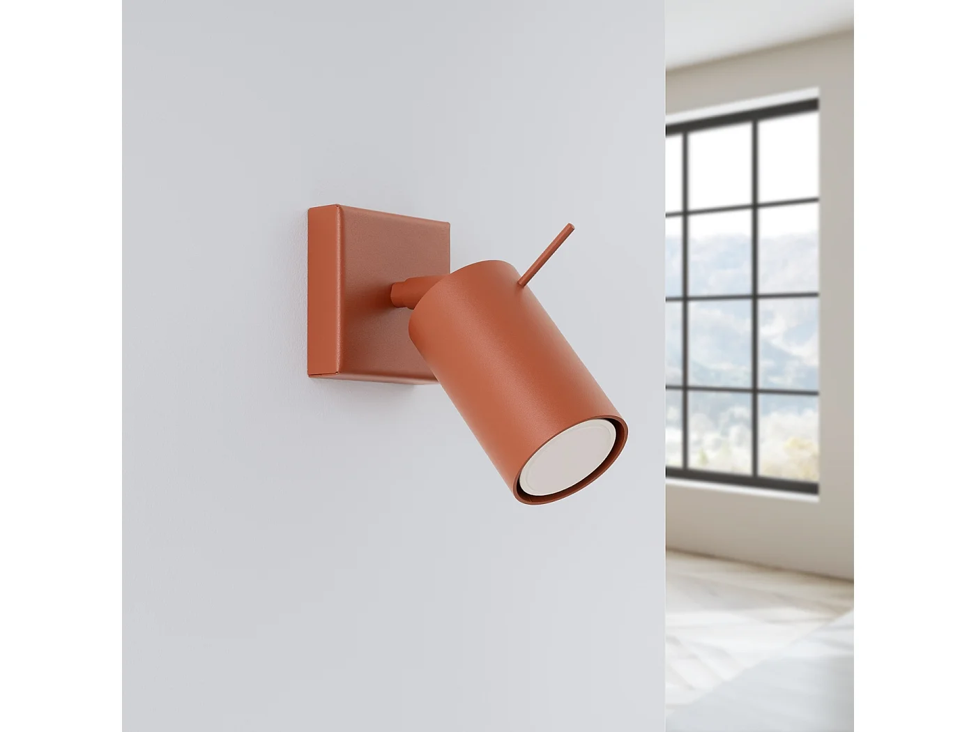 Lampa ścienna nowoczesny Briix, stal - 1 źródło światła 4000K - L.8 x H.8 cm - ochra czerwona 4751321 - obrazek 1