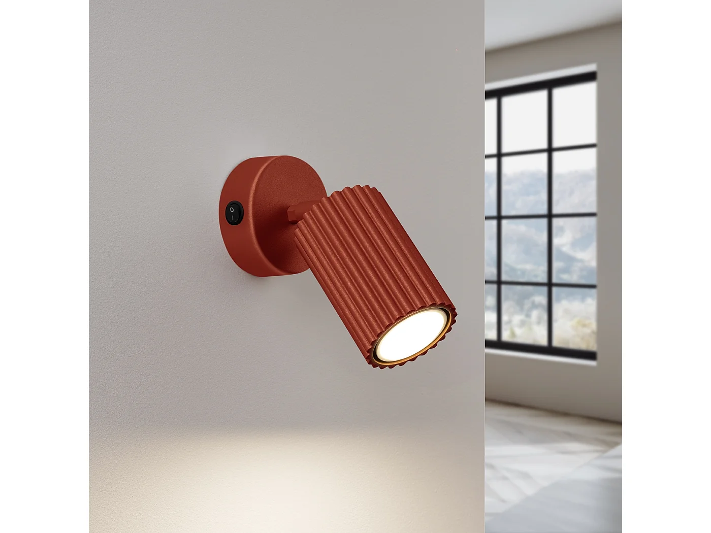 Lampa ścienna minimalistyczny Gloow, aluminium - 1 źródło światła 3000K - L.8 x H.16 cm - ochra czerwona 4751325 - obrazek 1