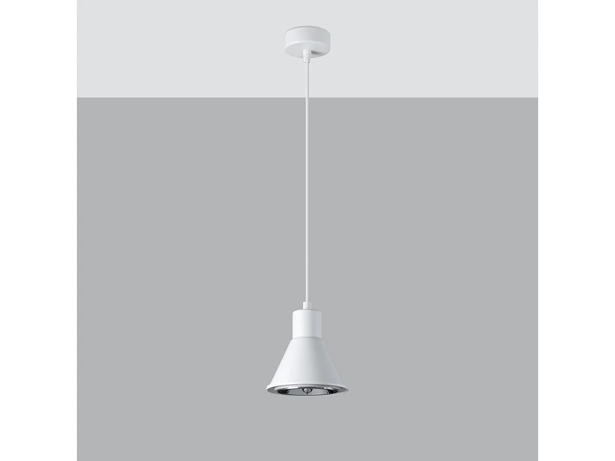 Lampy wiszące nowoczesny Zylata, stal - 1 źródło światła 4000K - L.14 x H.120 cm - biały 4751370 - obrazek 1