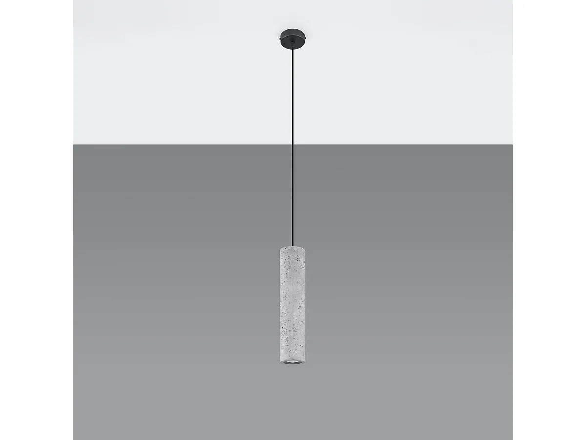 Lampy wiszące industrialny Solvix, beton - 1 źródło światła 4000K - L.8 x H.105 cm - szary 4751376 - obrazek 1