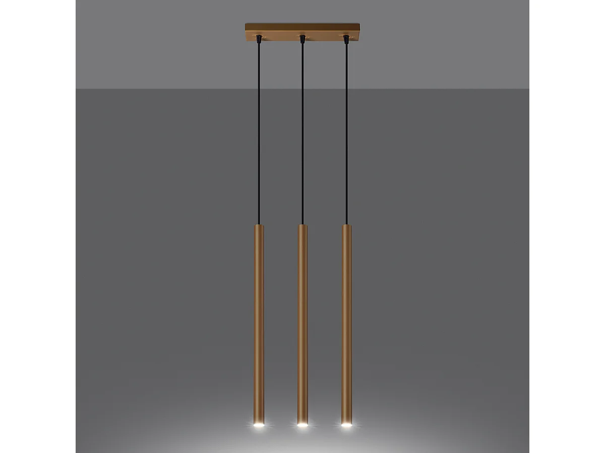 Lampy wiszące nowoczesny Brill, stal - 3 źródło światła 3000K - L.30 x H.115 cm - złoty 4751369 - obrazek 1