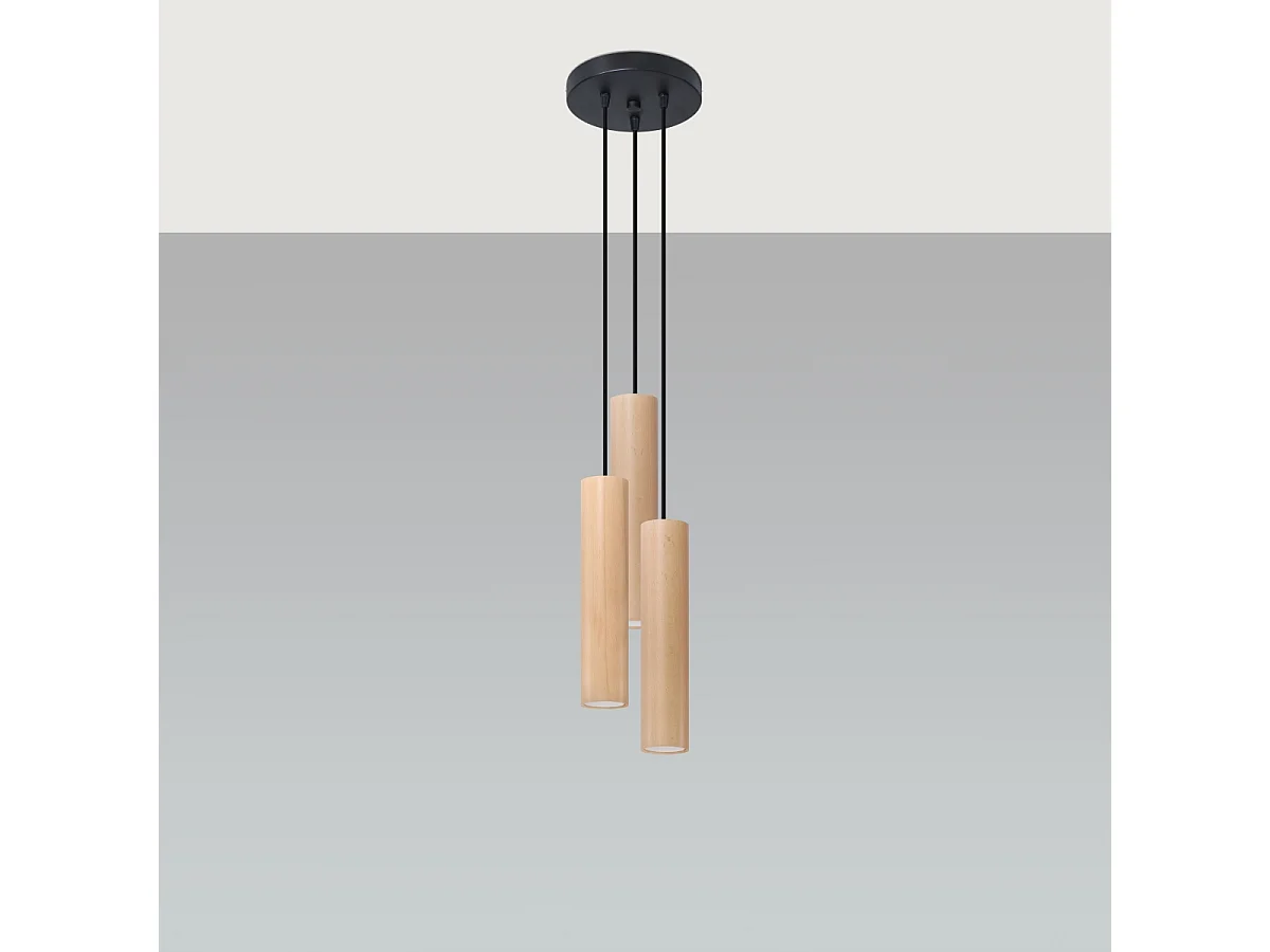 Lampy wiszące skandynawski Silno, drewno - 3 źródło światła 4000K - L.20 x H.100 cm - naturalne drewno 4751375 - obrazek 1