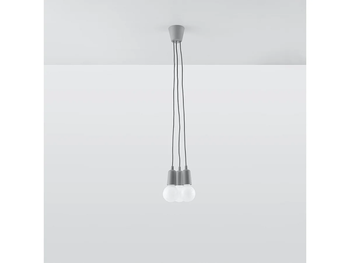 Lampy wiszące nowoczesny Astis, PVC - 3 źródło światła 4000K - L.15 x H.90 cm - szary 4751377 - obrazek 1