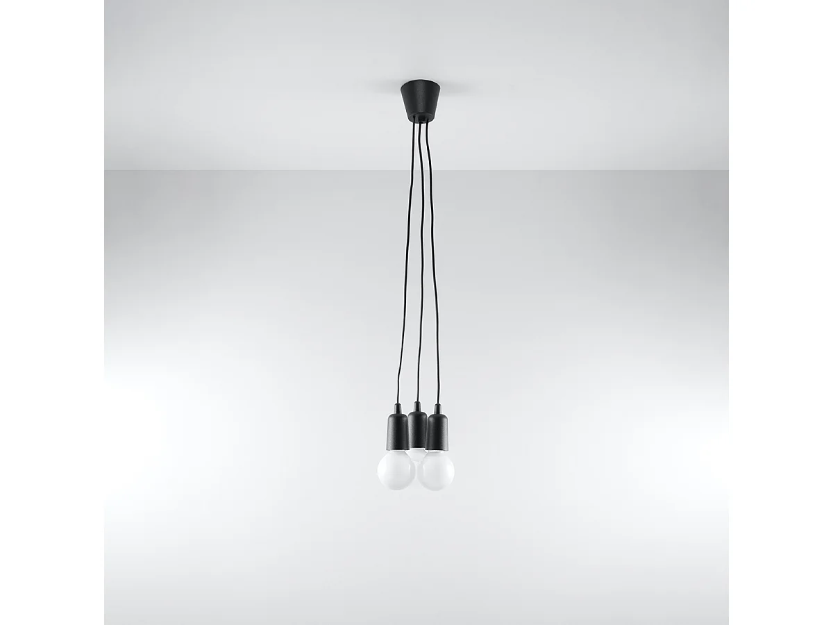 Lampy wiszące nowoczesny Astis, PVC - 3 źródło światła 4000K - L.15 x H.90 cm - czarny 4751378 - obrazek 1
