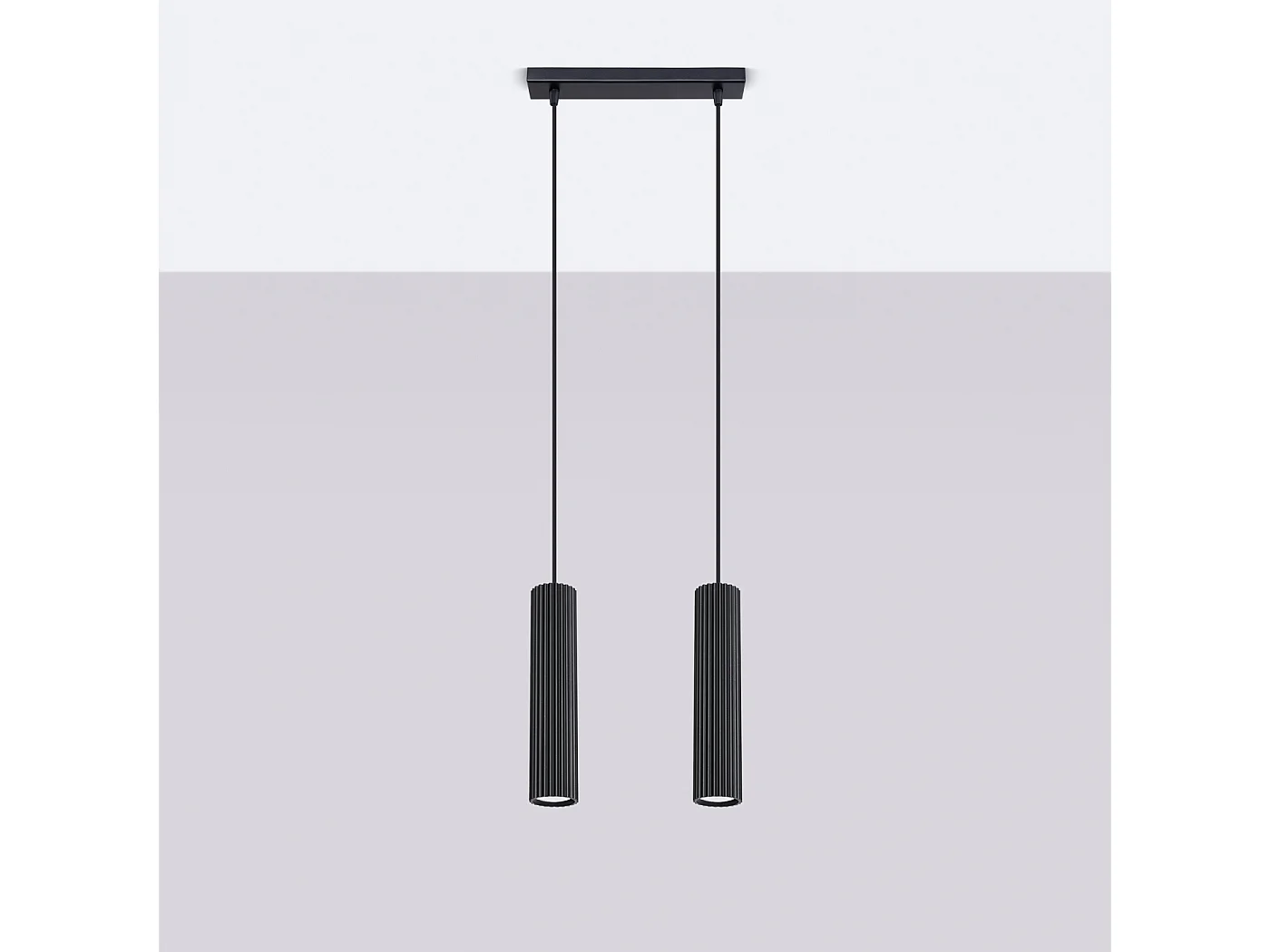 Lampa wisząca minimalistyczny Gloow, aluminium - 2 źródło światła 4000K - L.30 x H.90 cm - czarny 4751381 - obrazek 1