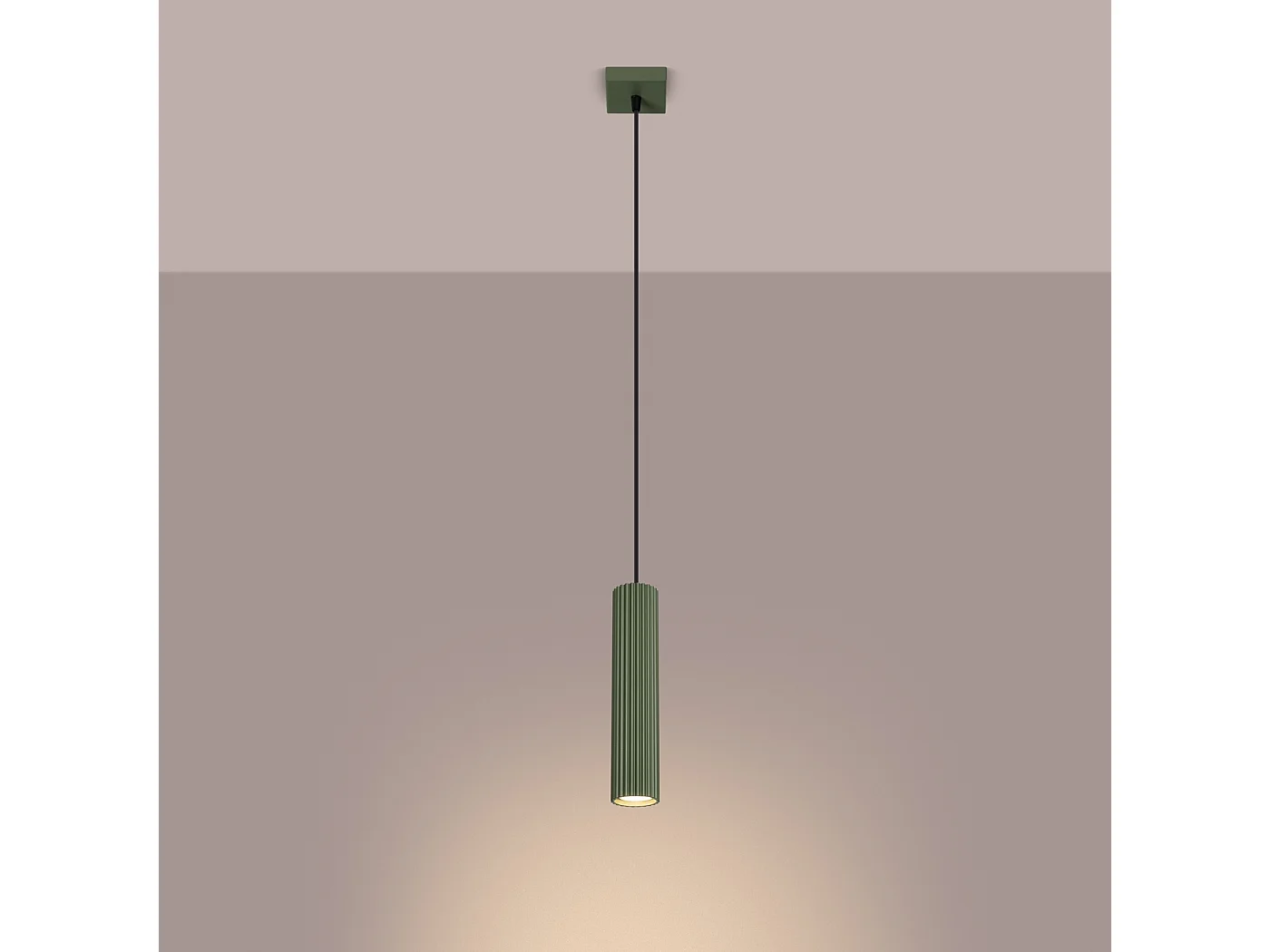 Lampa wisząca minimalistyczny Gloow, aluminium - 1 źródło światła 3000K - L.8 x H.118 cm - zielony oliwkowy 4751386 - obrazek 1