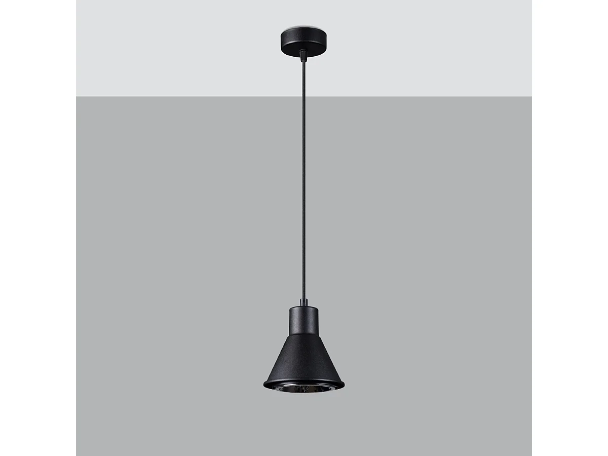 Lampy wiszące nowoczesny Zylata, stal - 1 źródło światła 4000K - L.14 x H.120 cm - czarny 4751394 - obrazek 1