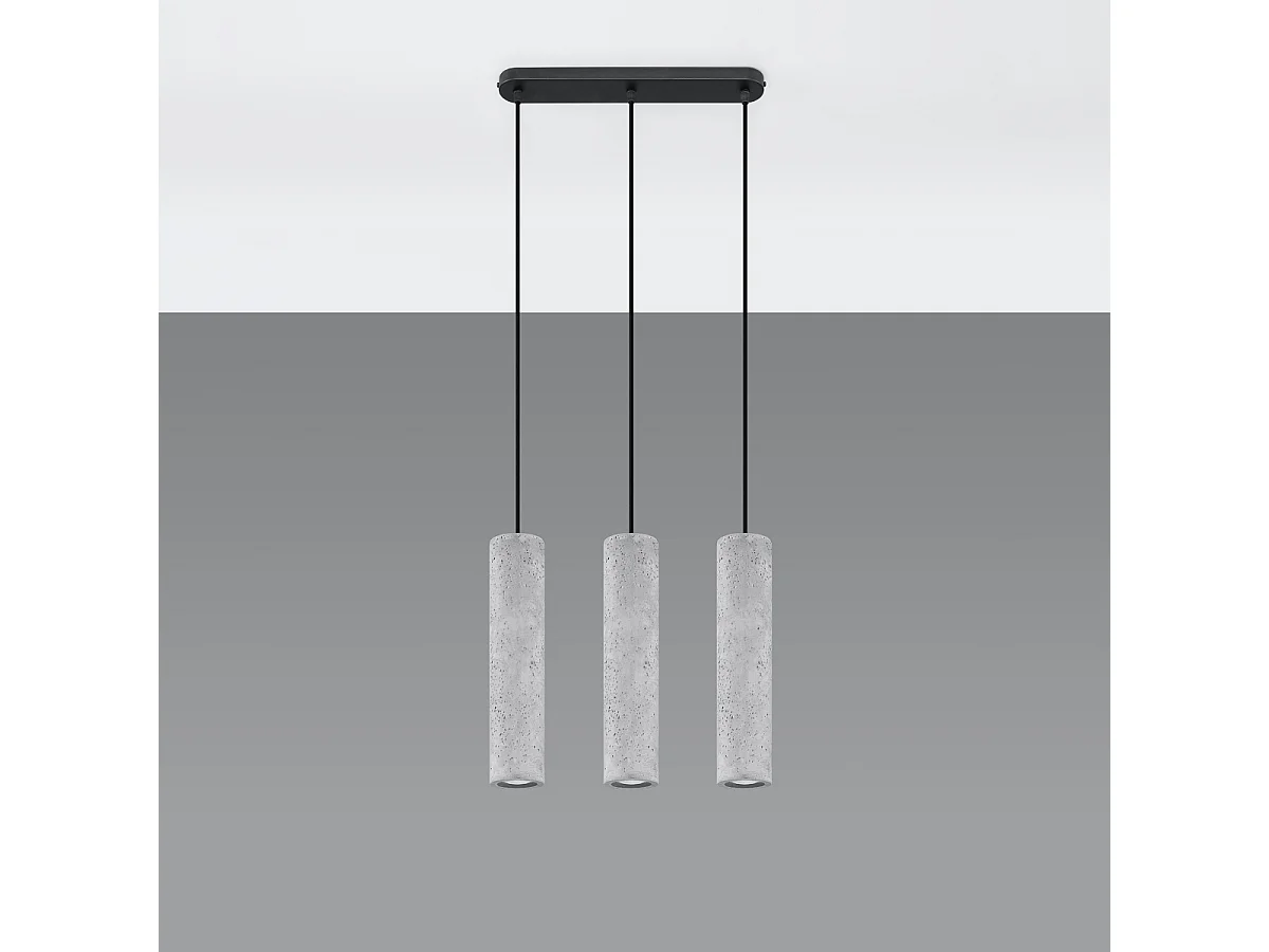 Lampy wiszące industrialny Solvix, beton - 3 źródło światła 4000K - L.45 x H.90 cm - szary 4751397 - obrazek 1