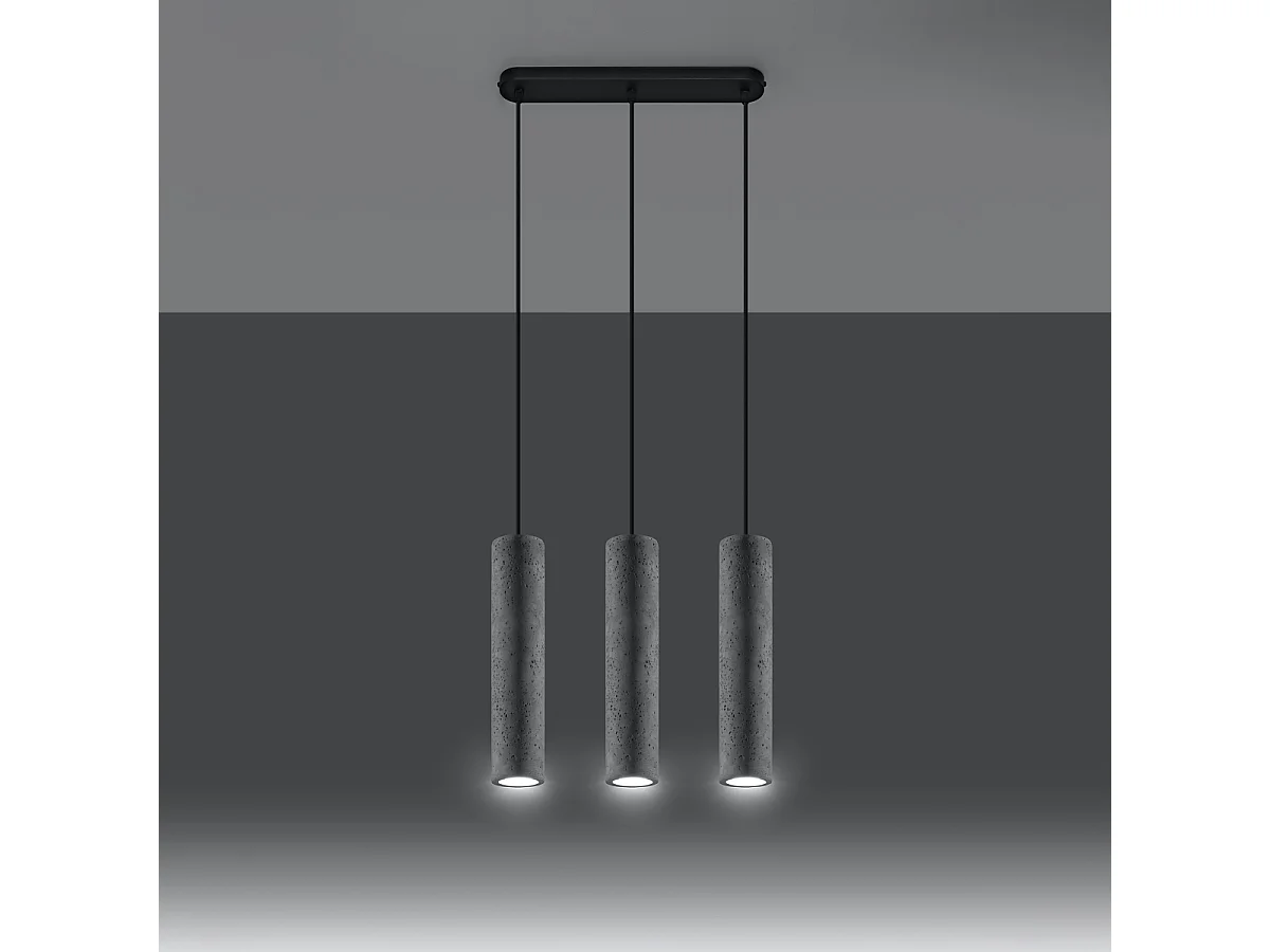 Lampy wiszące industrialny Solvix, beton - 3 źródło światła 3000K - L.45 x H.90 cm - szary 4751401 - obrazek 1