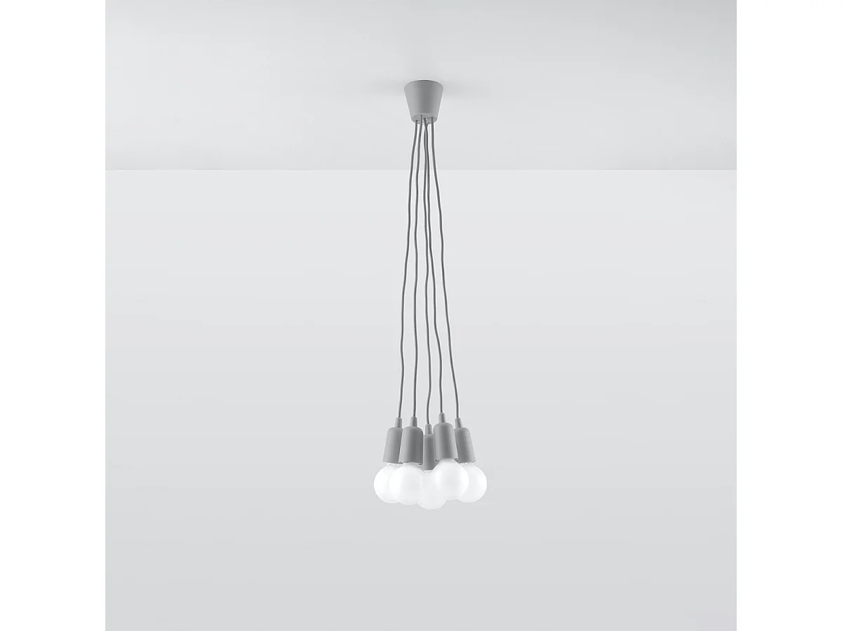 Lampy wiszące nowoczesny Astis, PVC - 5 źródło światła 4000K - L.25 x H.90 cm - szary 4751406 - obrazek 1
