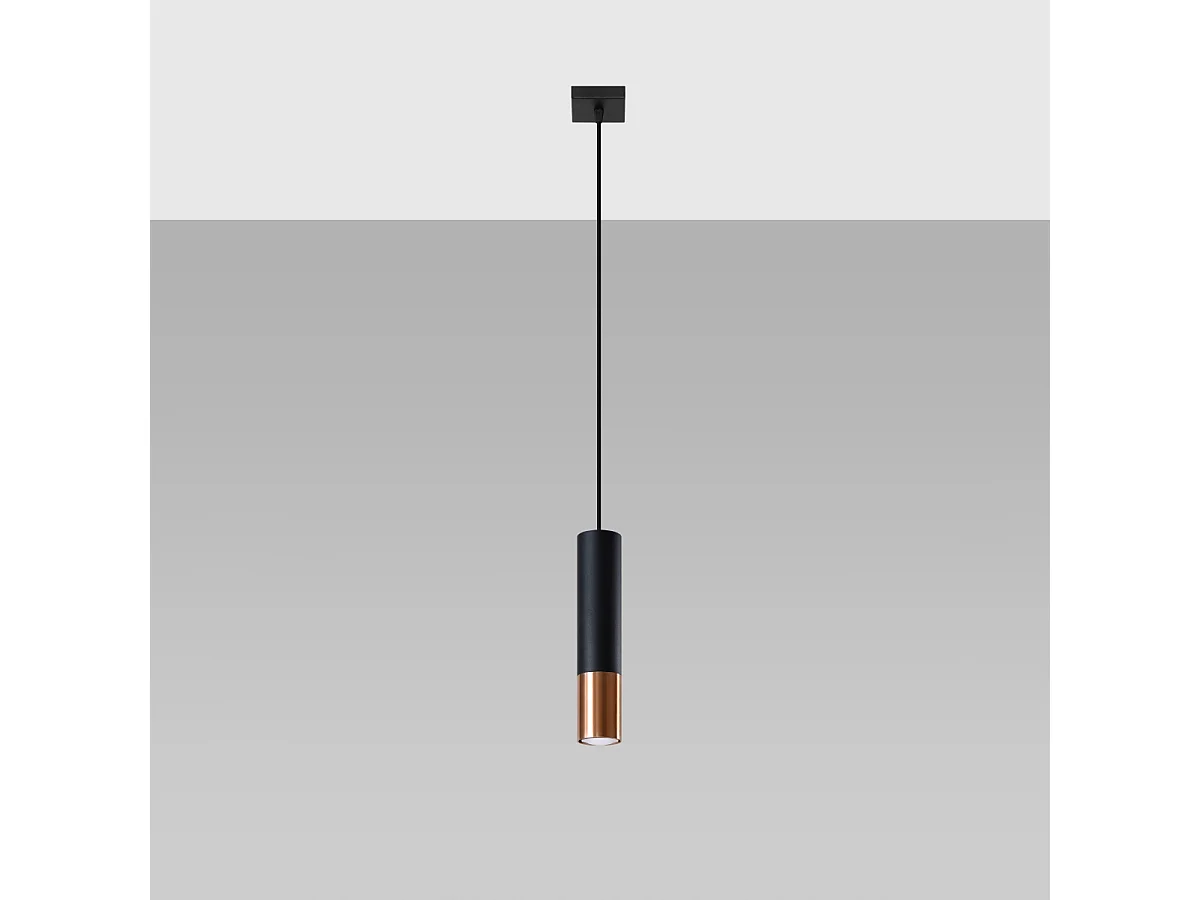Lampy wiszące nowoczesny Zarpex, stal - 1 źródło światła 4000K - L.8 x H.100 cm - czarny/miedź 4751412 - obrazek 1