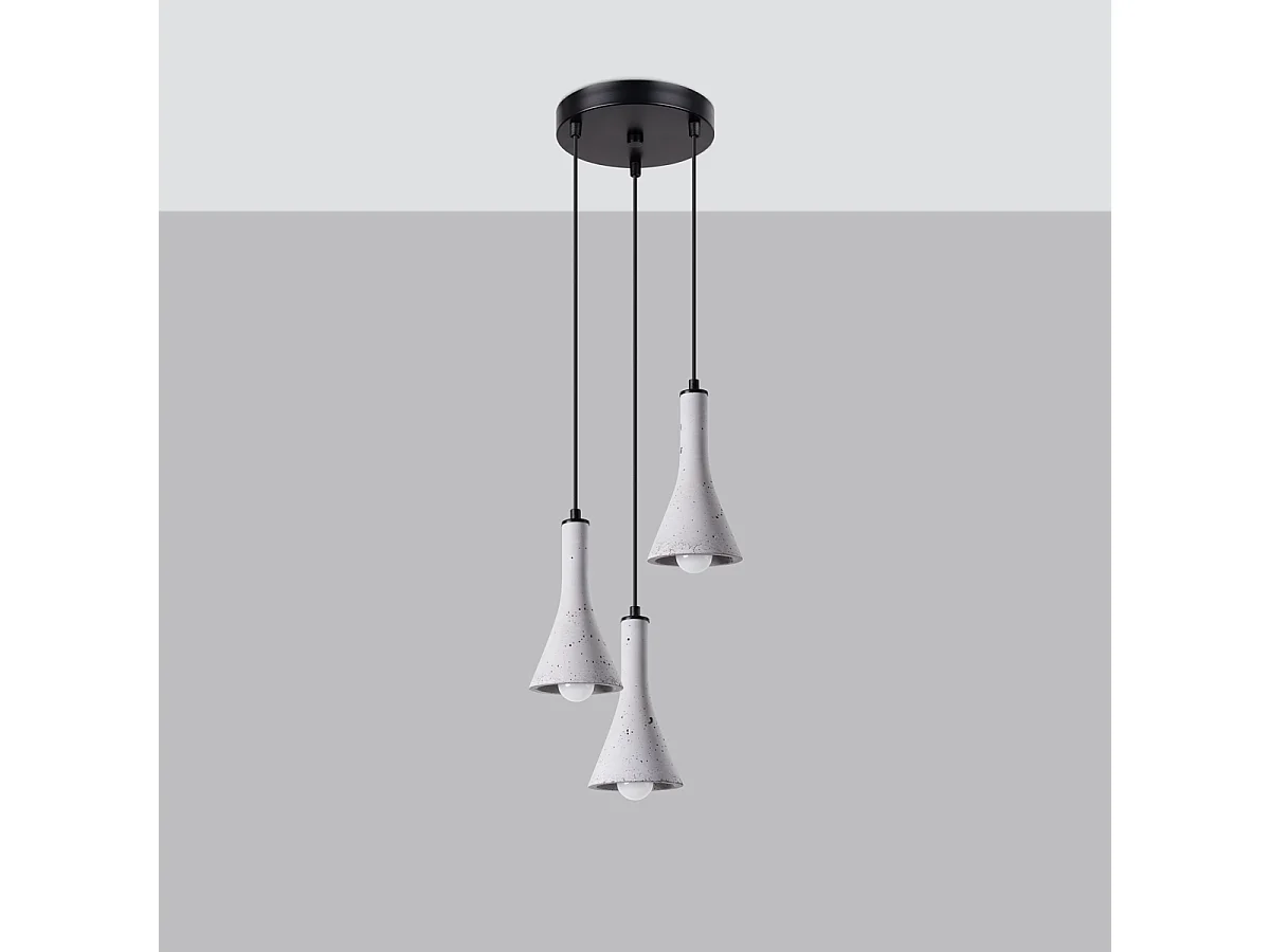Lampy wiszące nowoczesny Lum, beton - 3 źródło światła 4000K - L.27 x H.115 cm - szary 4751424 - obrazek 1