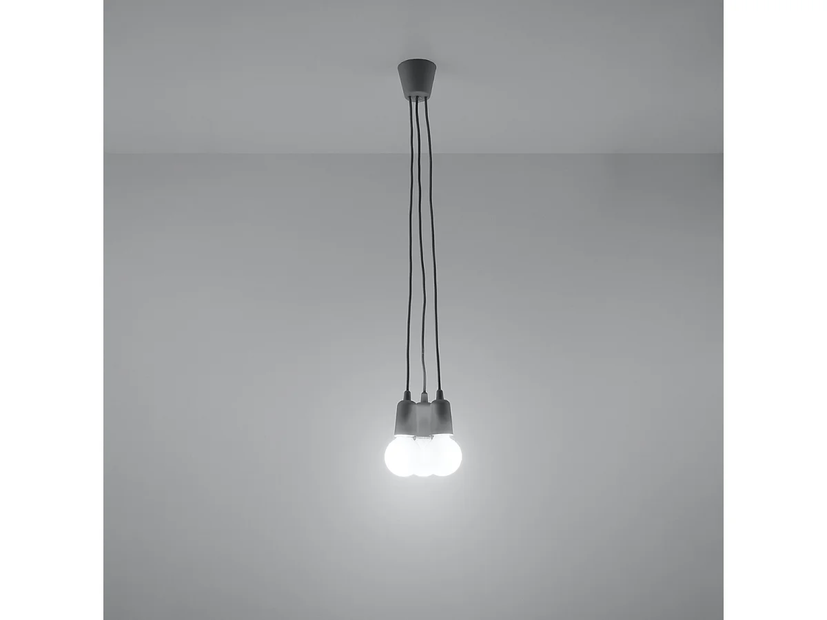 Lampy wiszące nowoczesny Astis, PVC - 3 źródło światła 3000K - L.15 x H.90 cm - szary 4751416 - obrazek 1