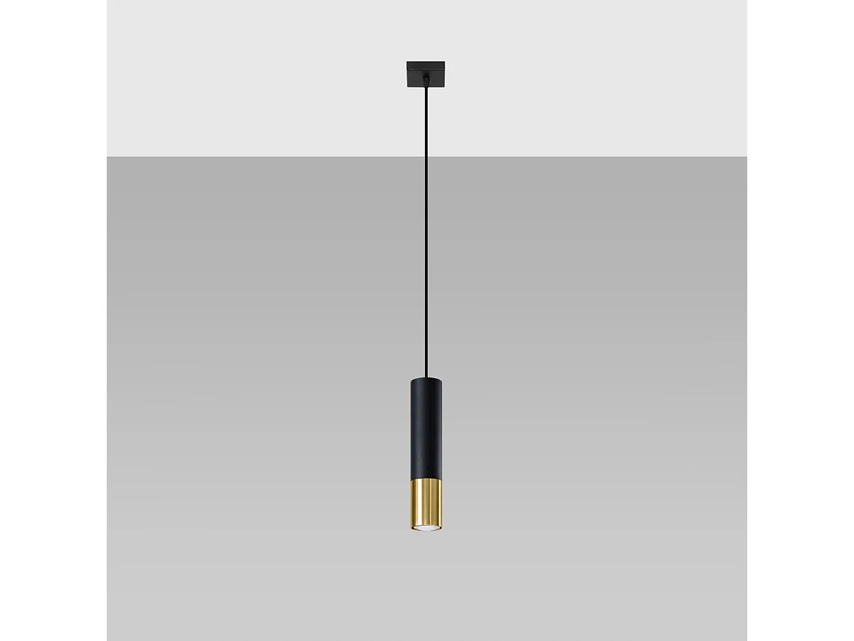 Lampy wiszące nowoczesny Zarpex, stal - 1 źródło światła 4000K - L.8 x H.100 cm - czarny/złoty 4751420 - obrazek 1