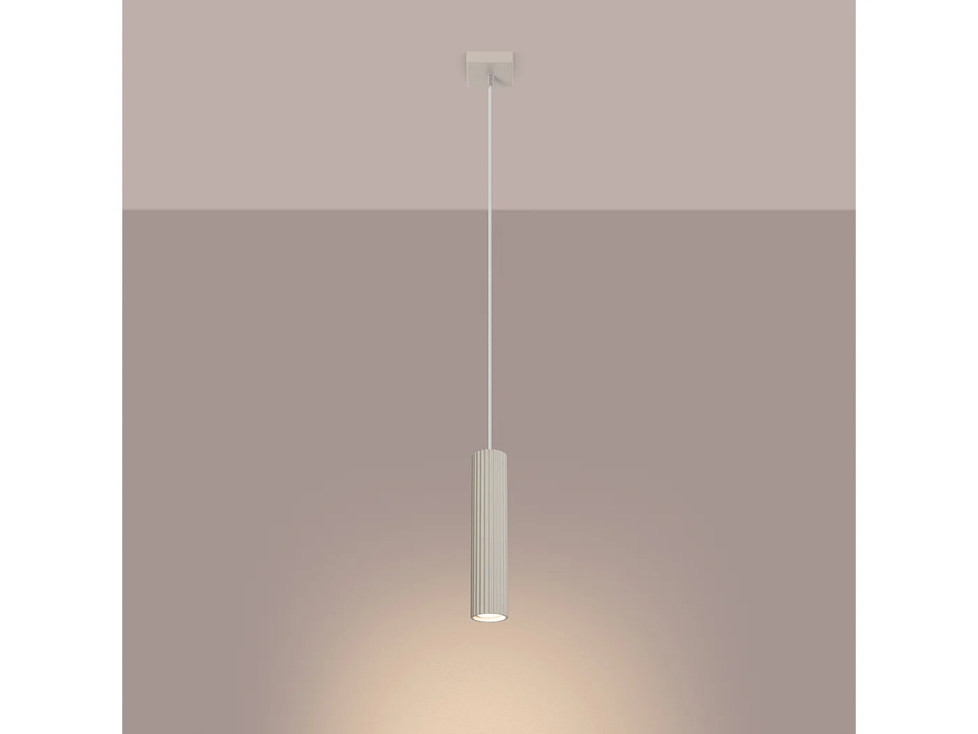 Lampa wisząca minimalistyczny Gloow, aluminium - 1 źródło światła 3000K - L.8 x H.118 cm - beżowy 4751418 - obrazek 1