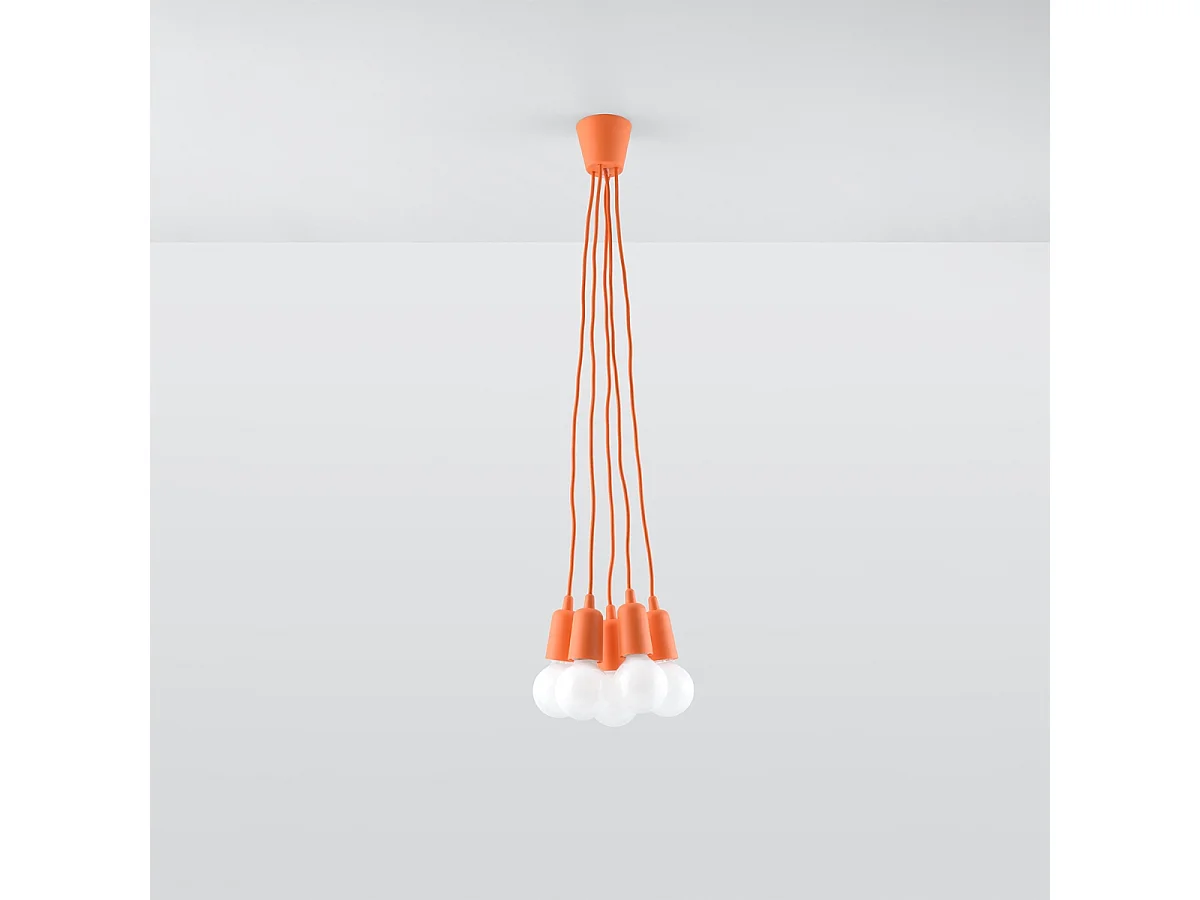 Lampy wiszące nowoczesny Astis, PVC - 5 źródło światła 4000K - L.25 x H.90 cm - pomarańczowy 4751421 - obrazek 1
