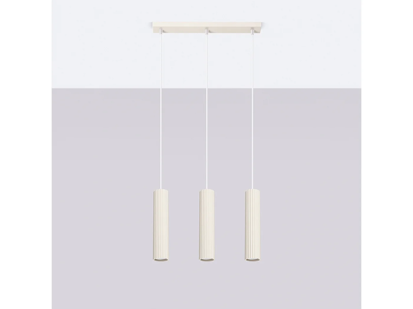 Lampa wisząca minimalistyczny Gloow, aluminium - 3 źródło światła 4000K - L.45 x H.98 cm - beżowy 4751422 - obrazek 1
