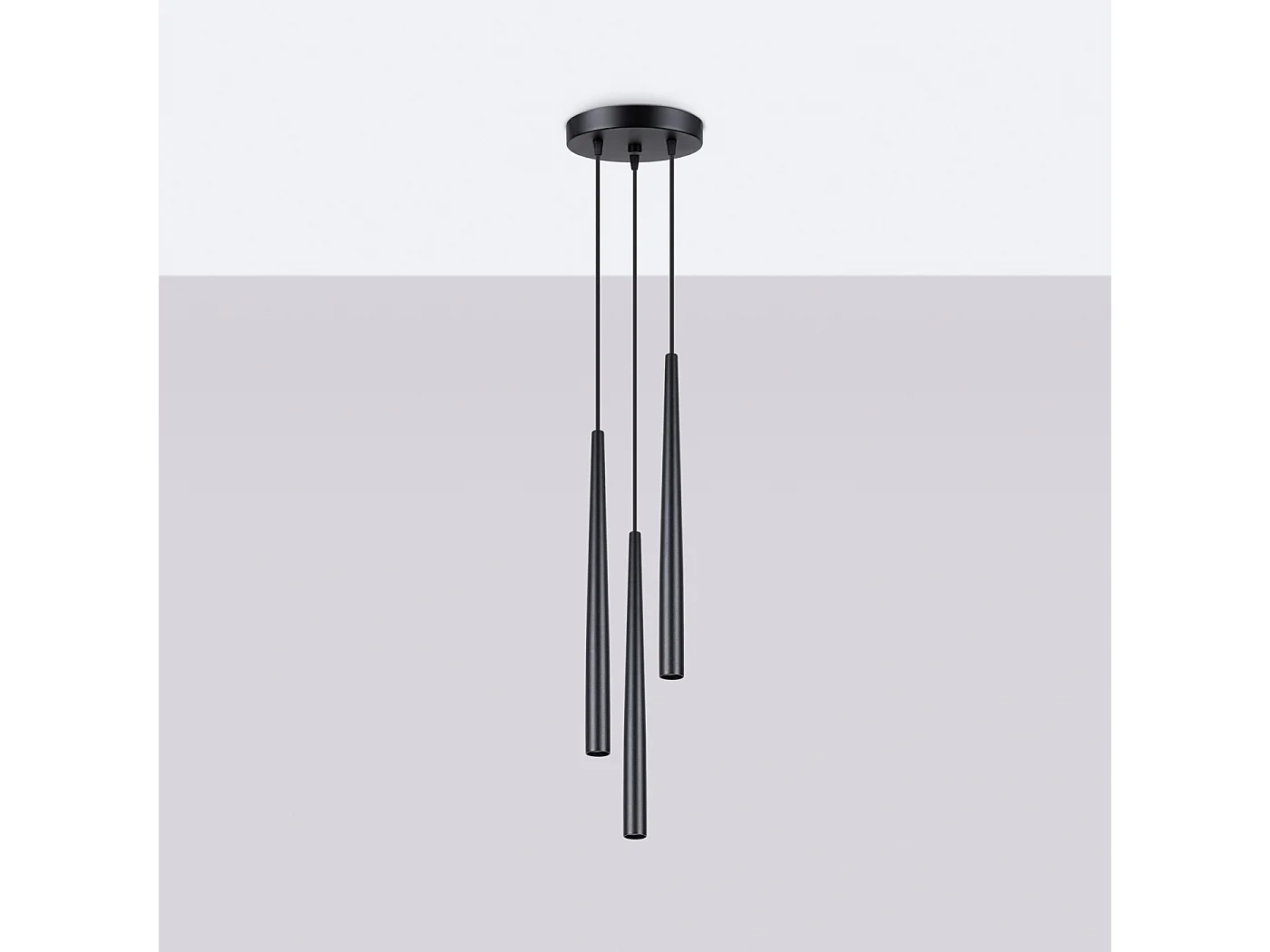 Lampa wisząca nowoczesny Euphora, stal - 3 źródło światła 4000K - L.19.5 x H.118 cm - czarny 4751441 - obrazek 1