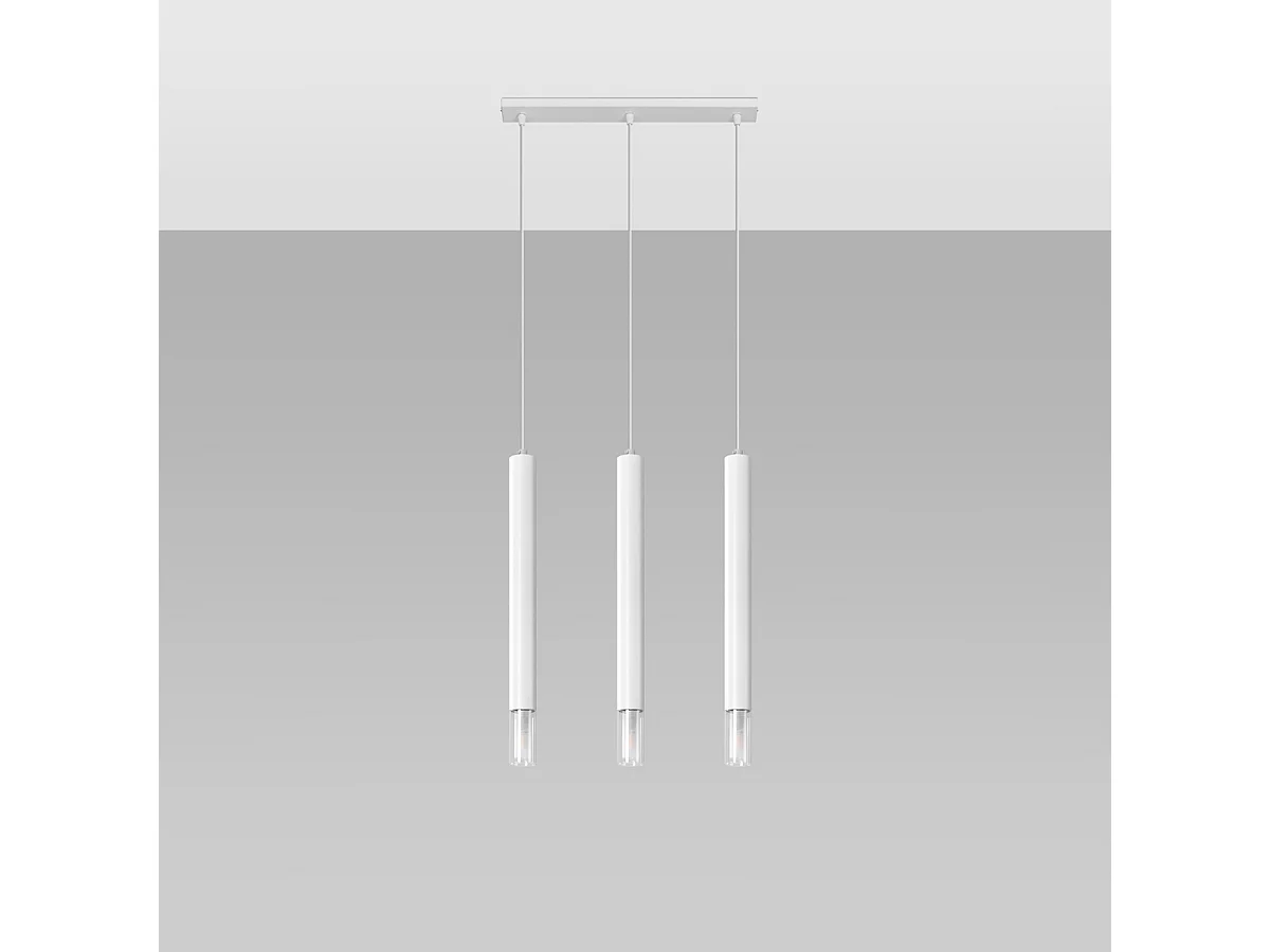 Lampy wiszące nowoczesny Eclim, stal/szkło - 3 źródło światła 4000K - L.45 x H.120 cm - biały 4751444 - obrazek 1